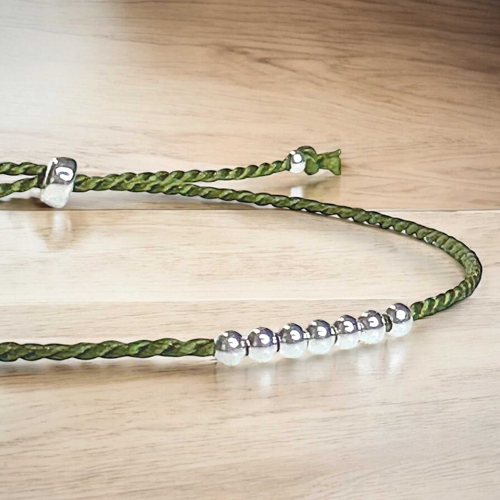 Trio bracelet d’automne argent sterling 9.25 et soie naturelle