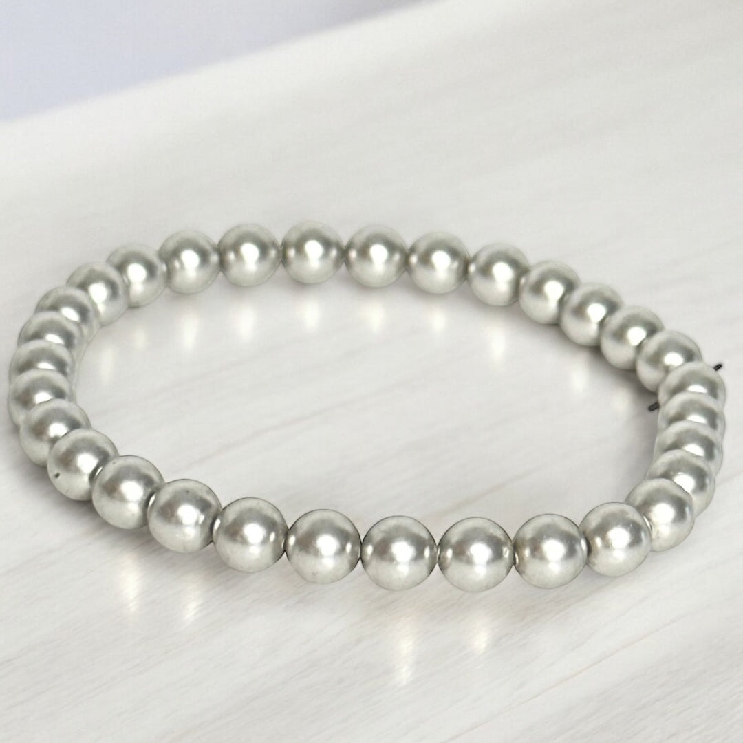 Bracelet de perles de Swarovski argentées  nacrées