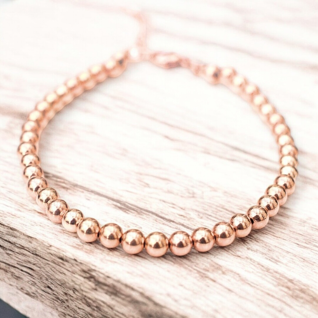 Bracelet complet de billes d’or Rose rempli 14k, 2 mm, avec fermoir