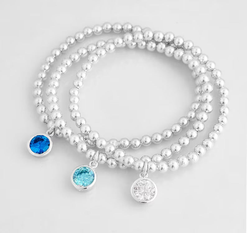 Bracelet à personnaliser Billes et breloques en argent sterling 9.25, 4 breloques au choix, extensible