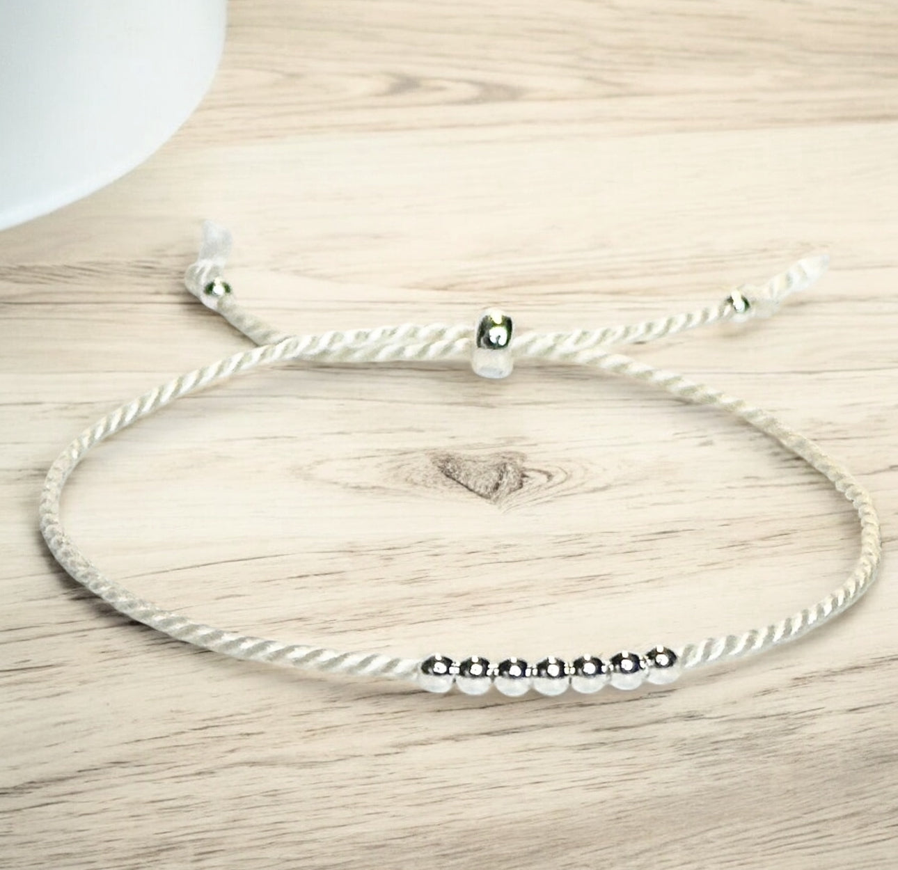 Trio bracelet d’automne argent sterling 9.25 et soie naturelle
