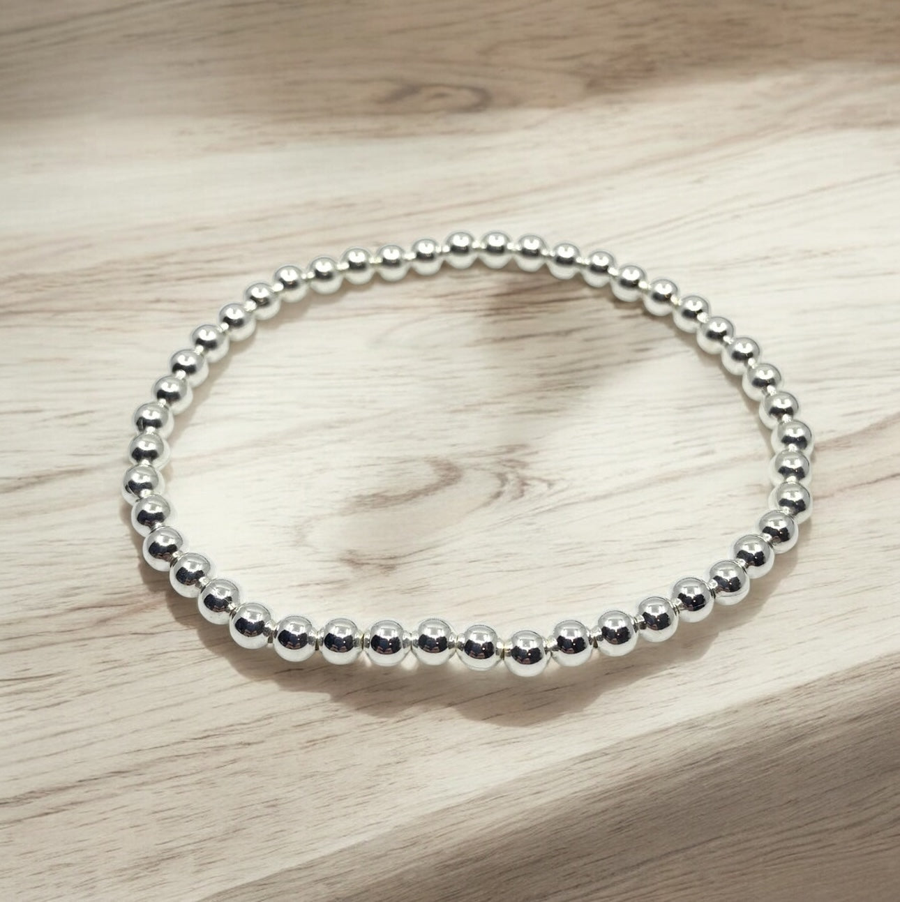 Bracelet de billes d’argent sterling 9.25, 2-5 mm, extensible