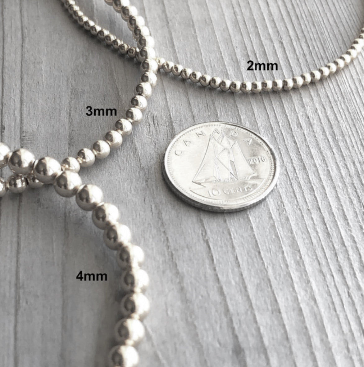 Frédérique 4 mm - Bracelet complet de billes d’argent sterling 9.25, 4 mm, avec fermoir