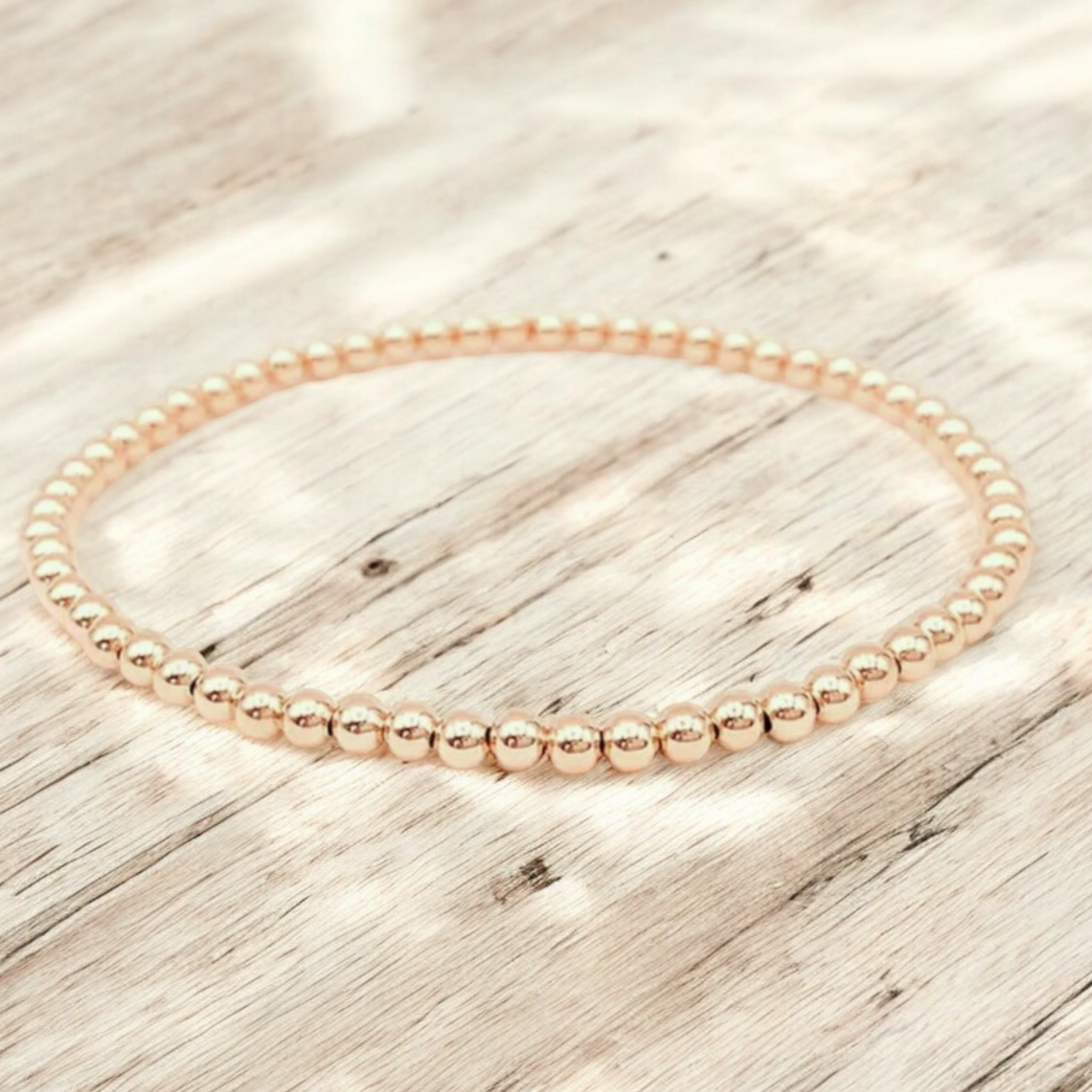 Bracelet de billes 14k or rempli, 2-5 mm, extensible