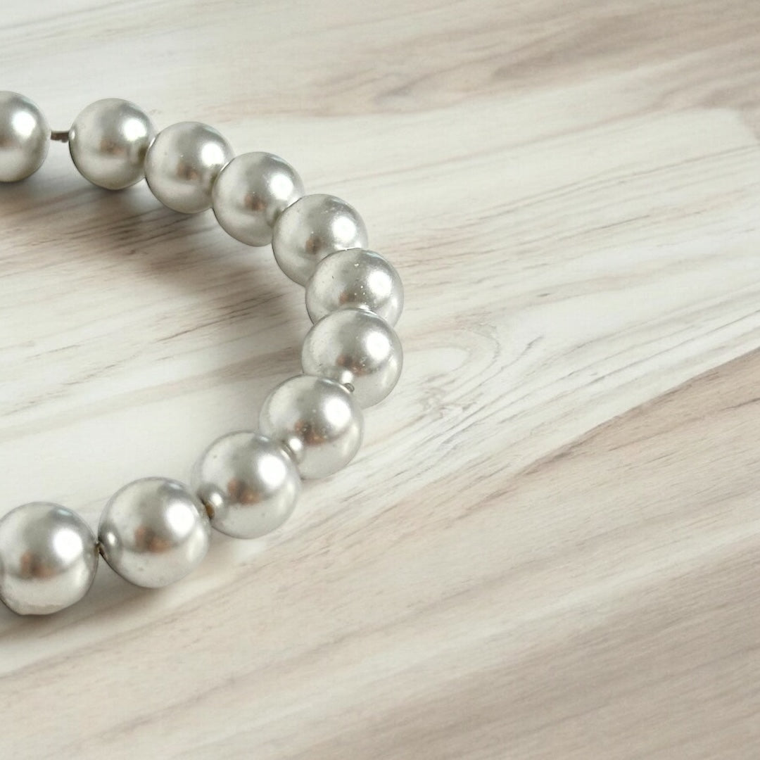 Bracelet de perles de Swarovski argentées  nacrées