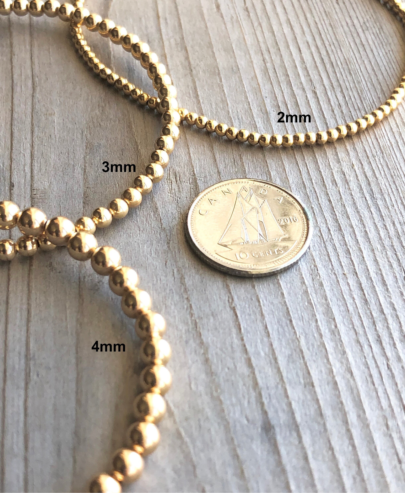 Gabrielle 4 mm- Bracelet complet de billes 14k d’or rempli de 4 mm, avec fermoir