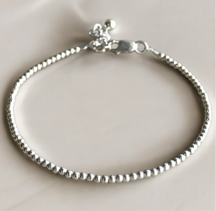 Frédérique 2 mm - Bracelet complet de billes d’argent sterling 9.25, 2 mm, avec fermoir