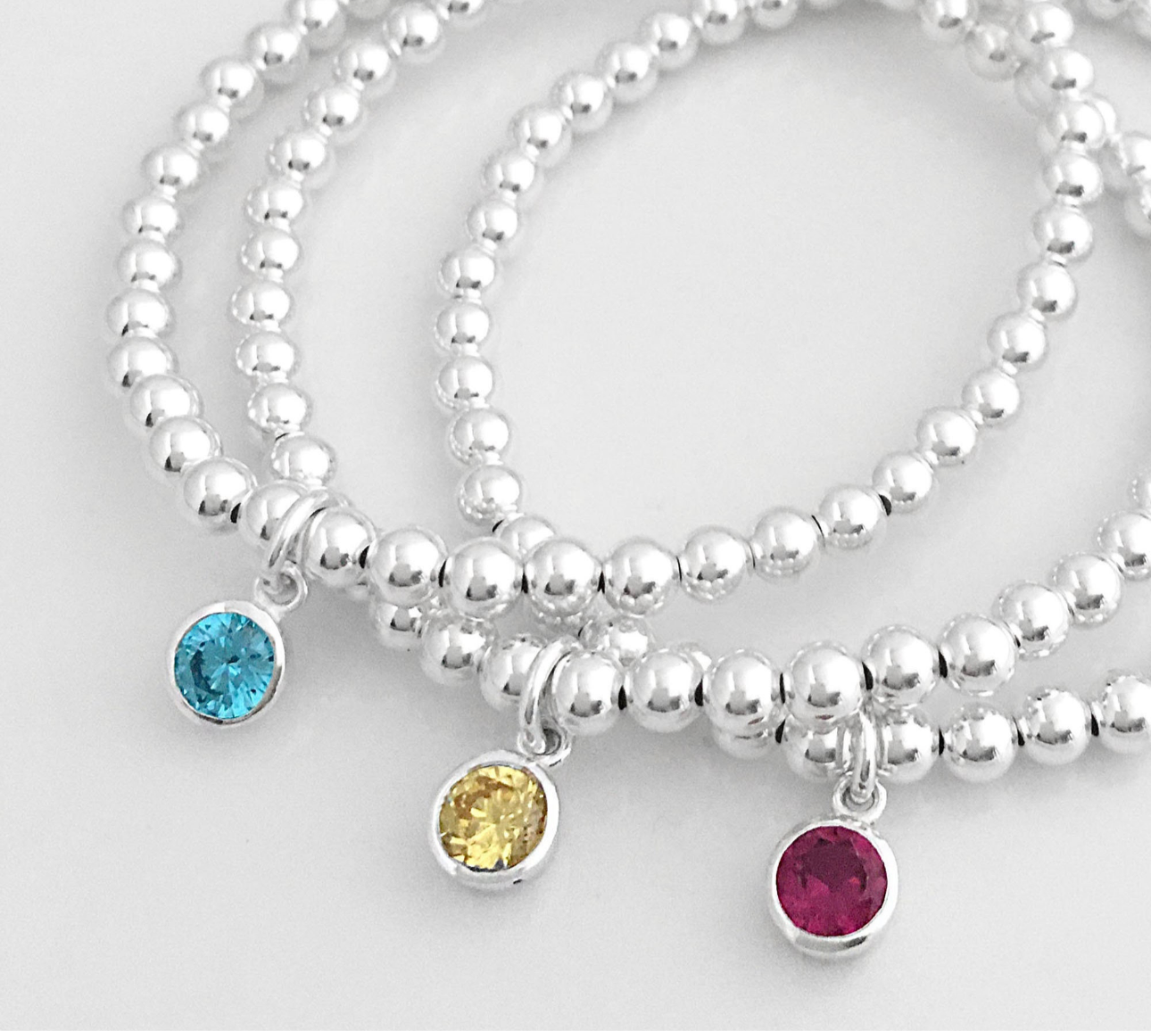 Bracelet à personnaliser Billes et breloques en argent sterling 9.25, 4 breloques au choix, extensible