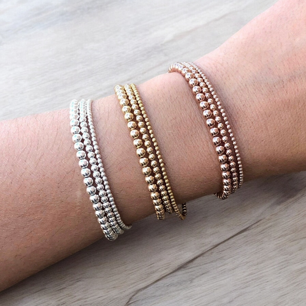 Frédérique 2 mm - Bracelet complet de billes d’argent sterling 9.25, 2 mm, avec fermoir