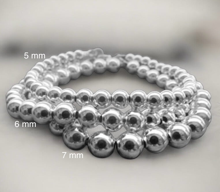 Frédérique 6mm - Bracelet complet de billes d’argent sterling 9.25, 6mm, avec fermoir