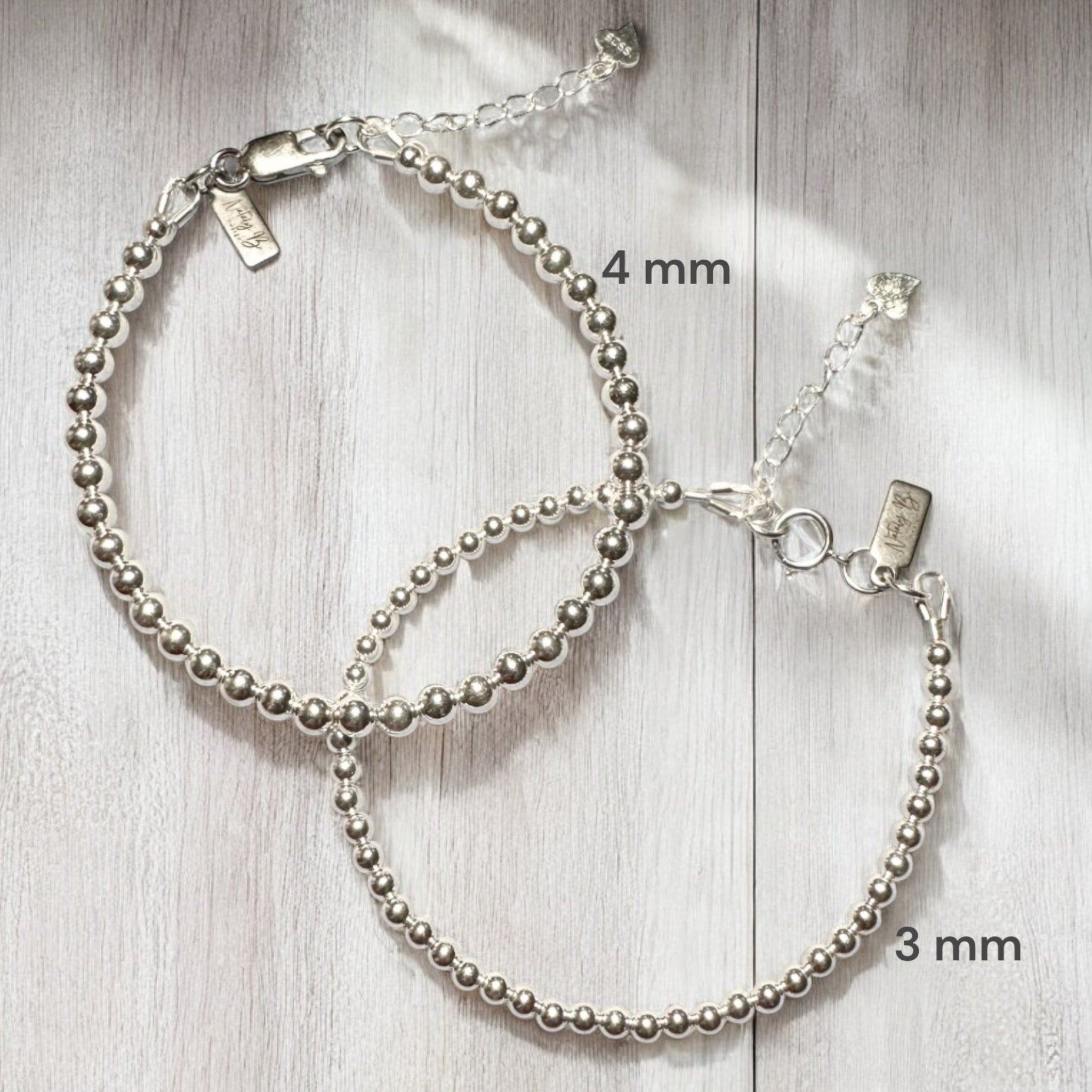 Frédérique 4 mm - Bracelet complet de billes d’argent sterling 9.25, 4 mm, avec fermoir