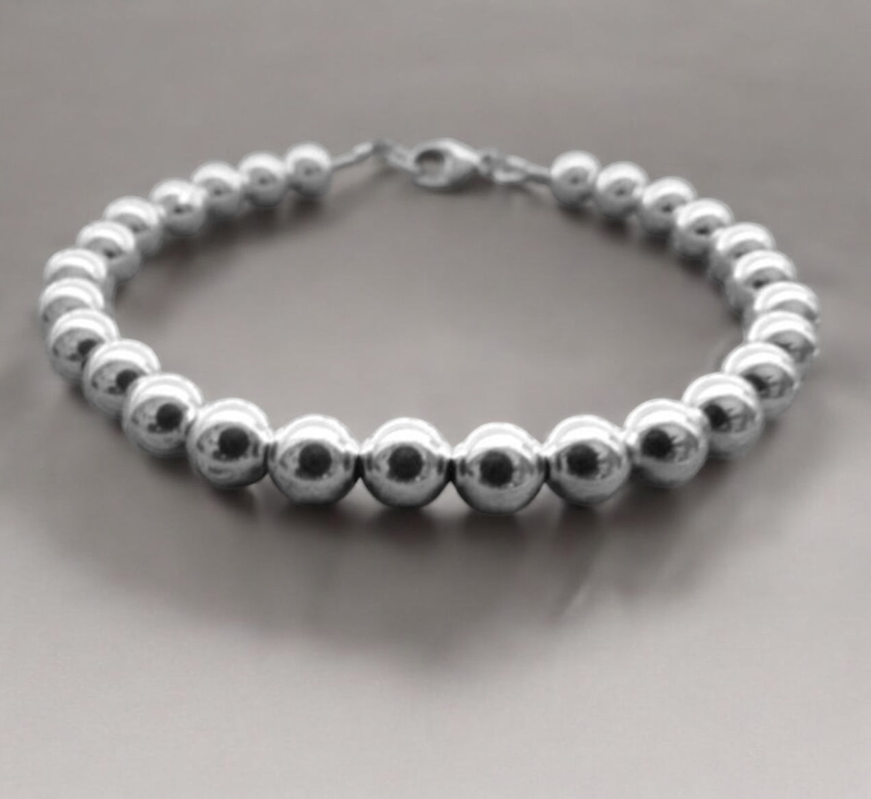 Frédérique 6mm - Bracelet complet de billes d’argent sterling 9.25, 6mm, avec fermoir