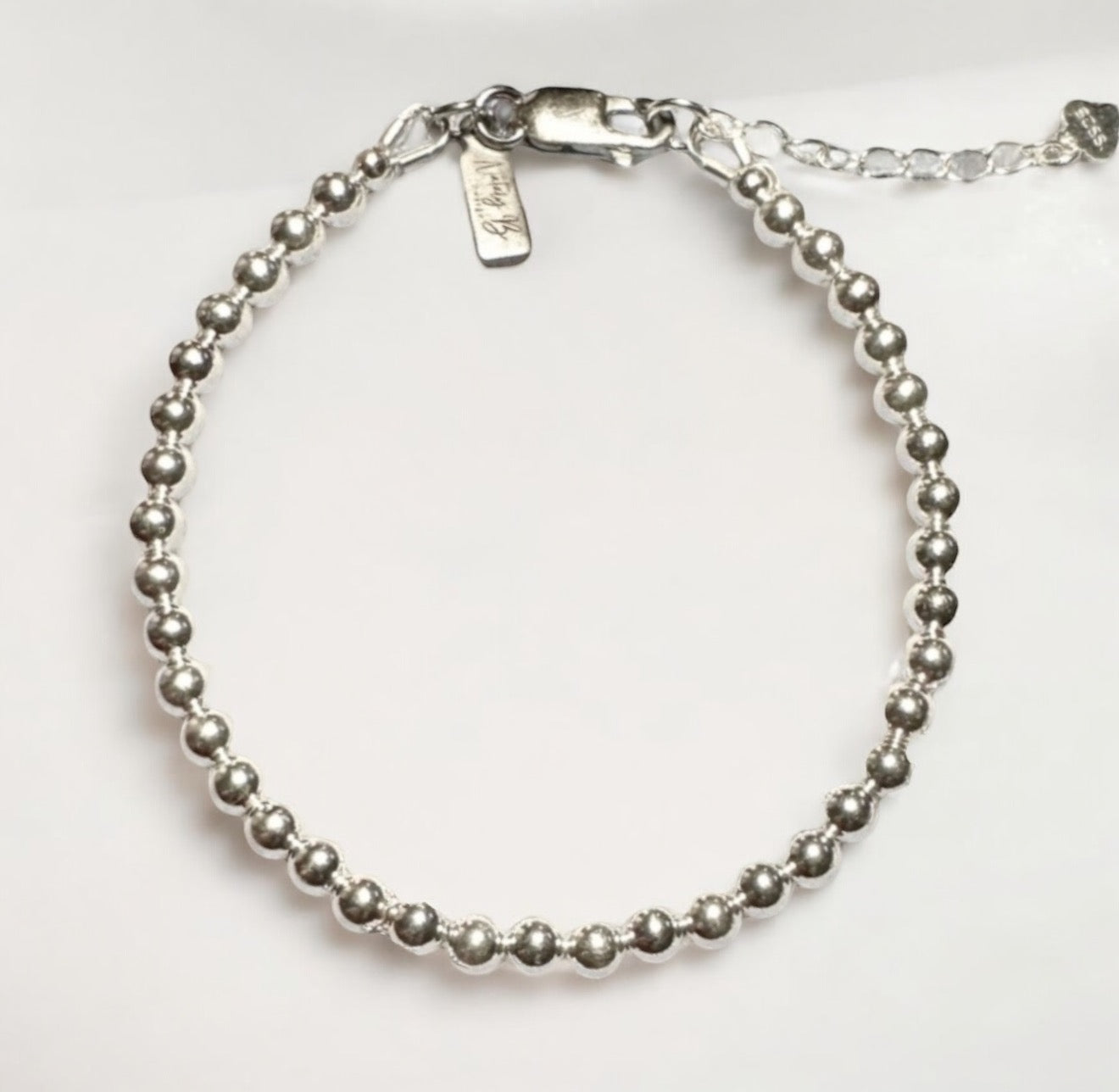 Frédérique 4 mm - Bracelet complet de billes d’argent sterling 9.25, 4 mm, avec fermoir