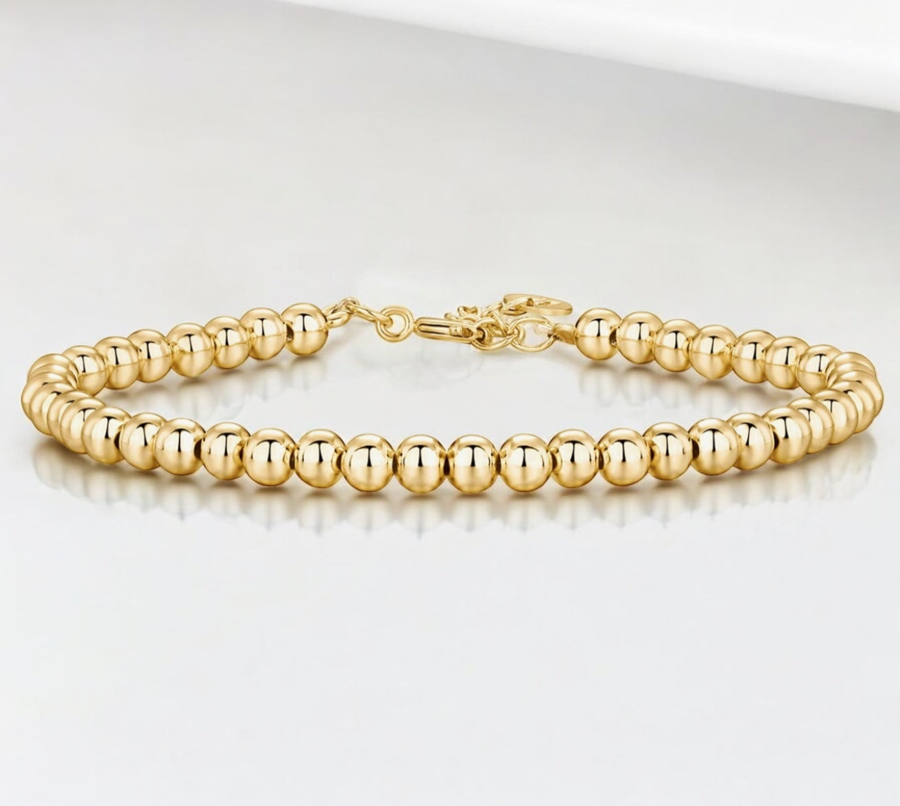 Gabrielle 4 mm- Bracelet complet de billes 14k d’or rempli de 4 mm, avec fermoir