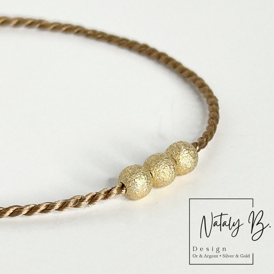 Bracelet Or 14K, poussière d'étoiles et soie naturelle