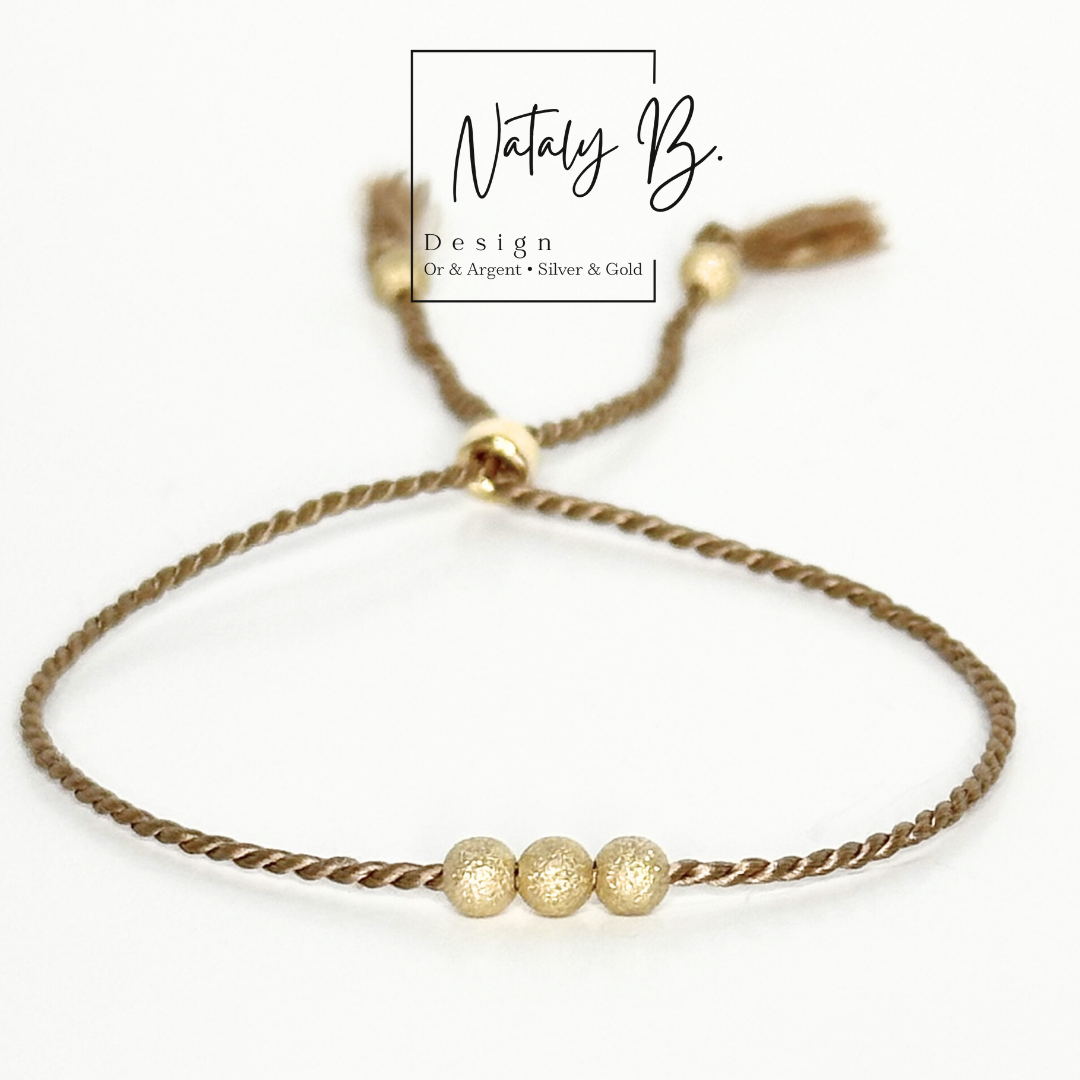 Bracelet Or 14K, poussière d'étoiles et soie naturelle