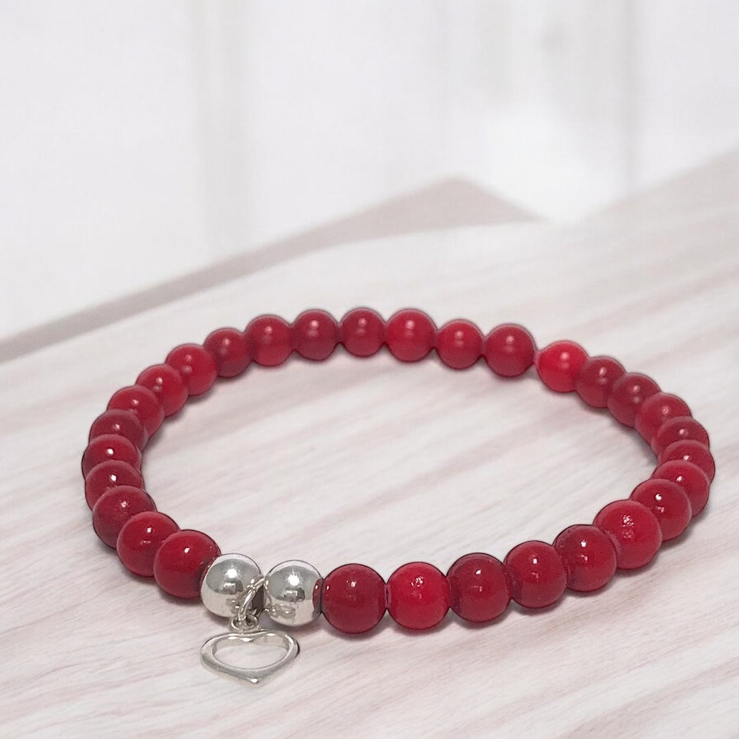 Bracelet en agate rouge et argent sterling 9.25
