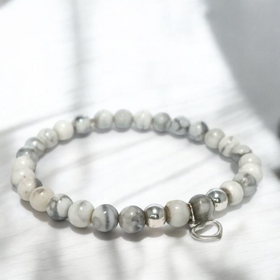 Bracelet en Howlite et argent sterling 9.25