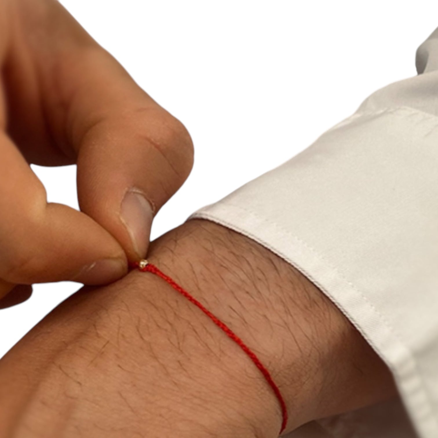 Billes d’or massif 18k sur corde de soie naturelle