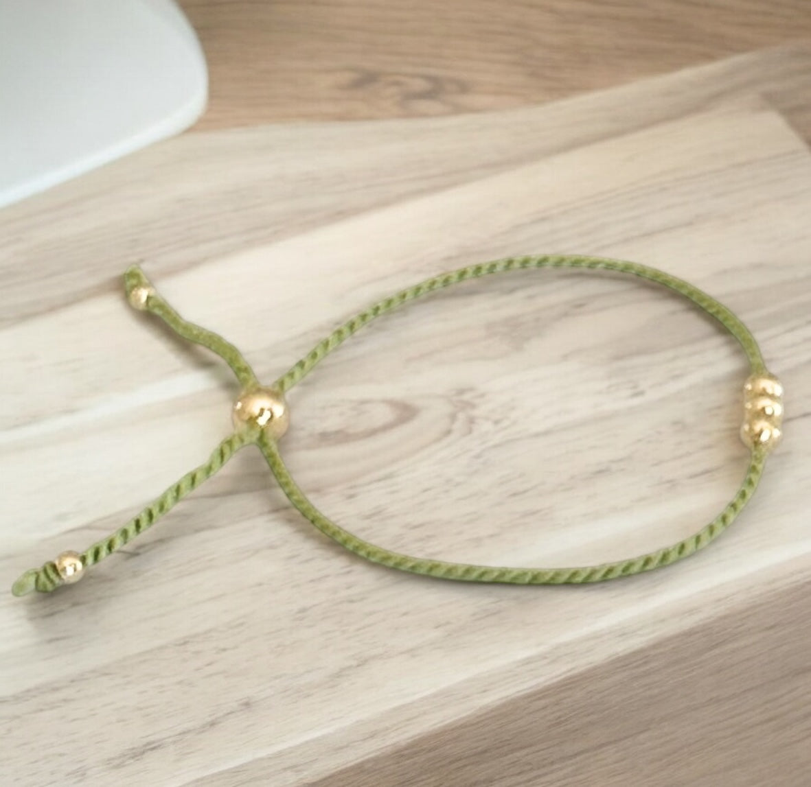 Bracelet Or 14K et soie naturelle