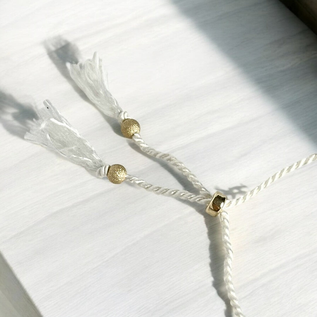 Bracelet Or 14K, poussière d'étoiles et soie naturelle