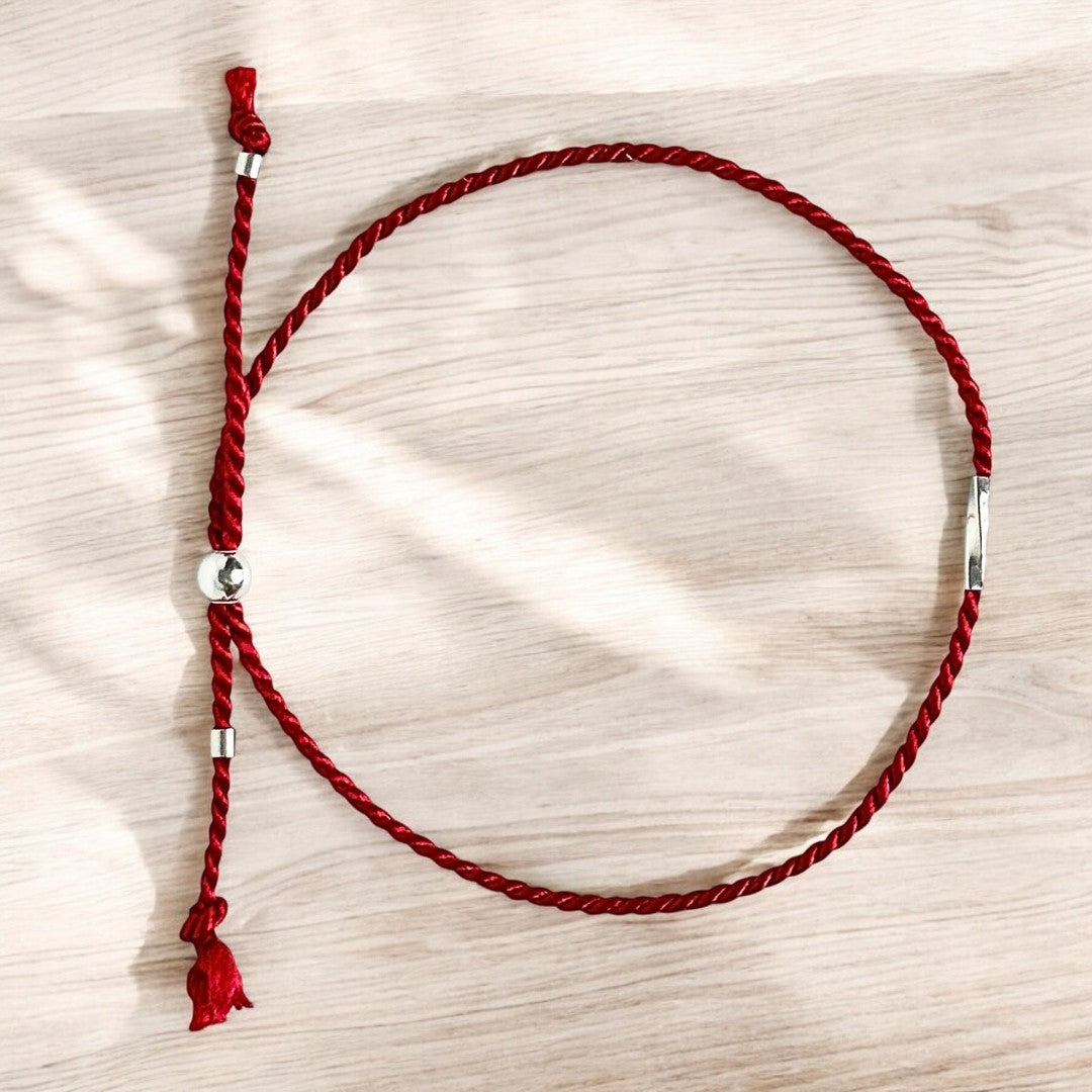 Bracelet argent sterling 9.25 et soie naturelle