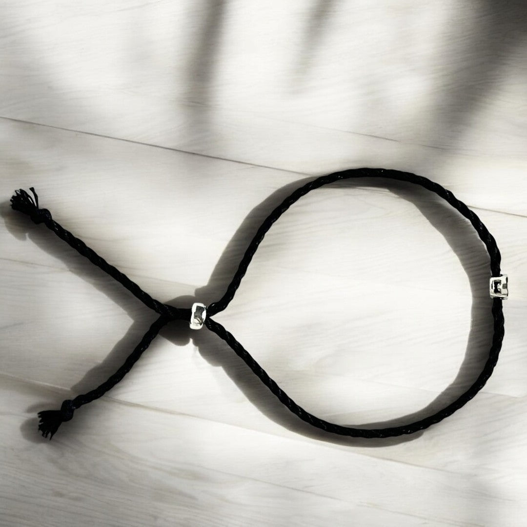 Bracelet argent sterling 9.25 et soie naturelle