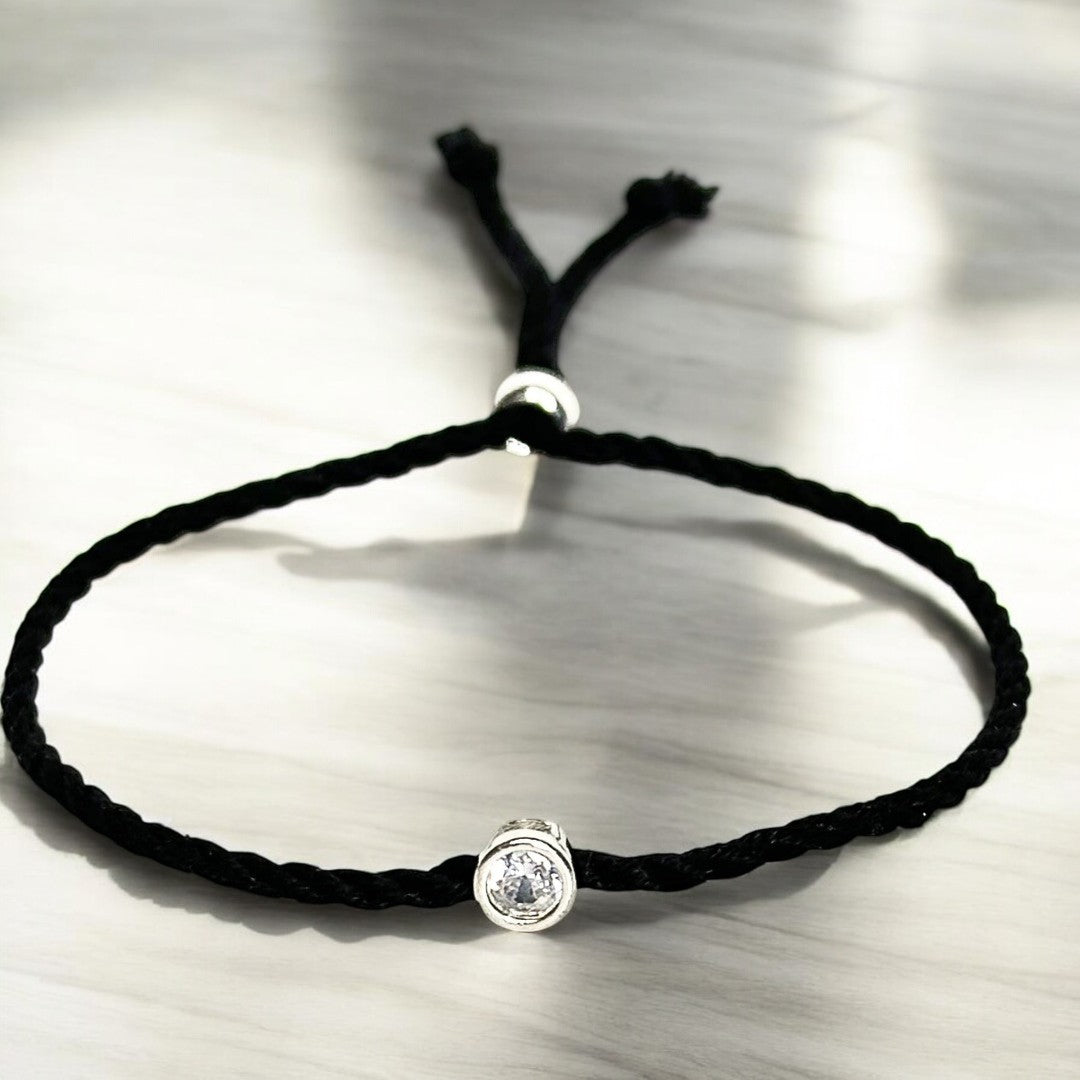 Bracelet argent sterling 9.25 et soie naturelle