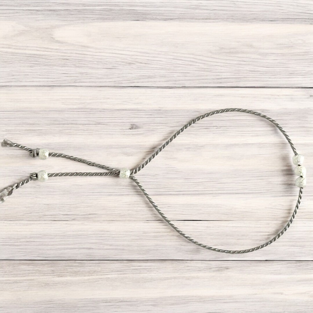 Bracelet argent sterling 9.25 billes poussière d’étoiles et soie naturelle