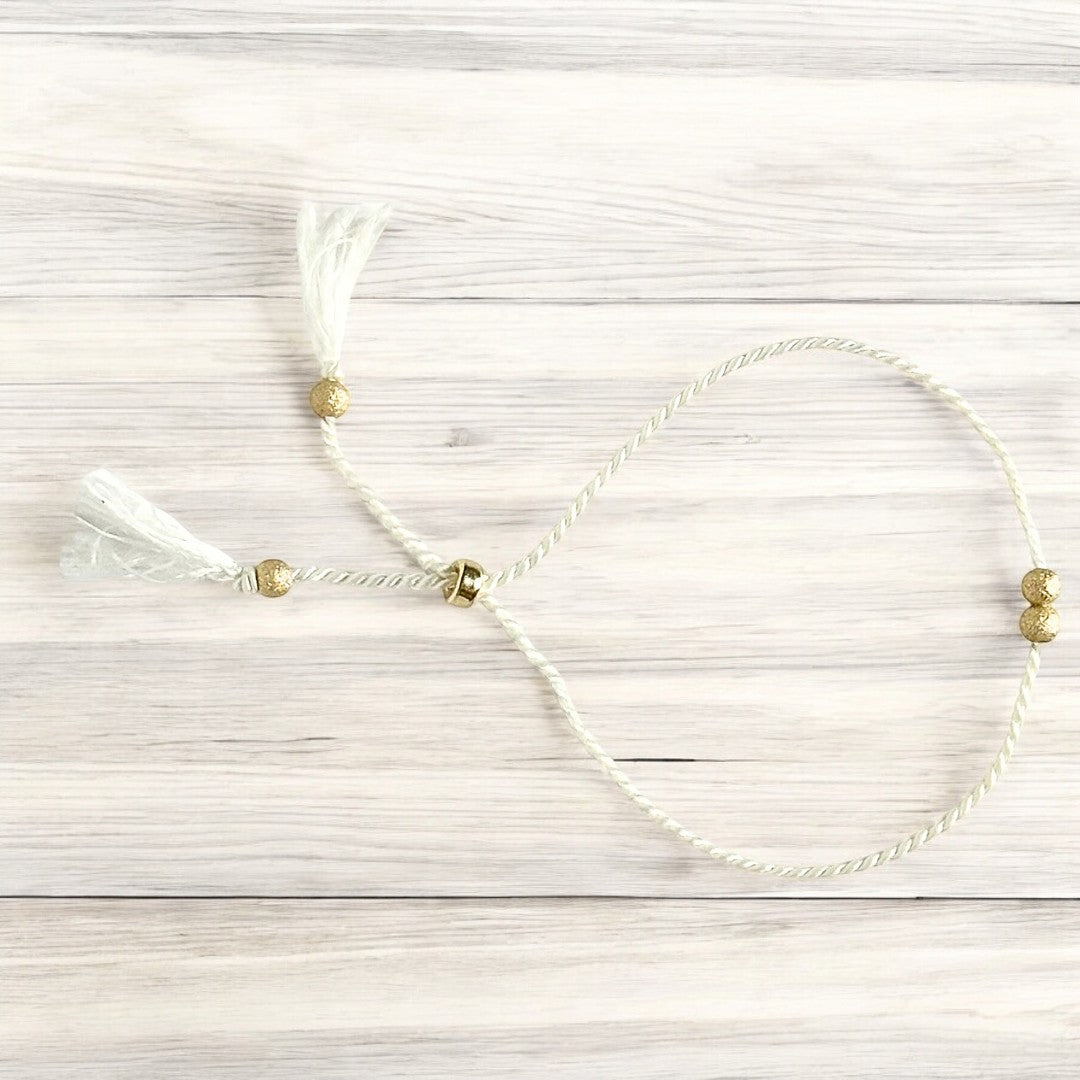 Bracelet Or 14K, poussière d'étoiles et soie naturelle