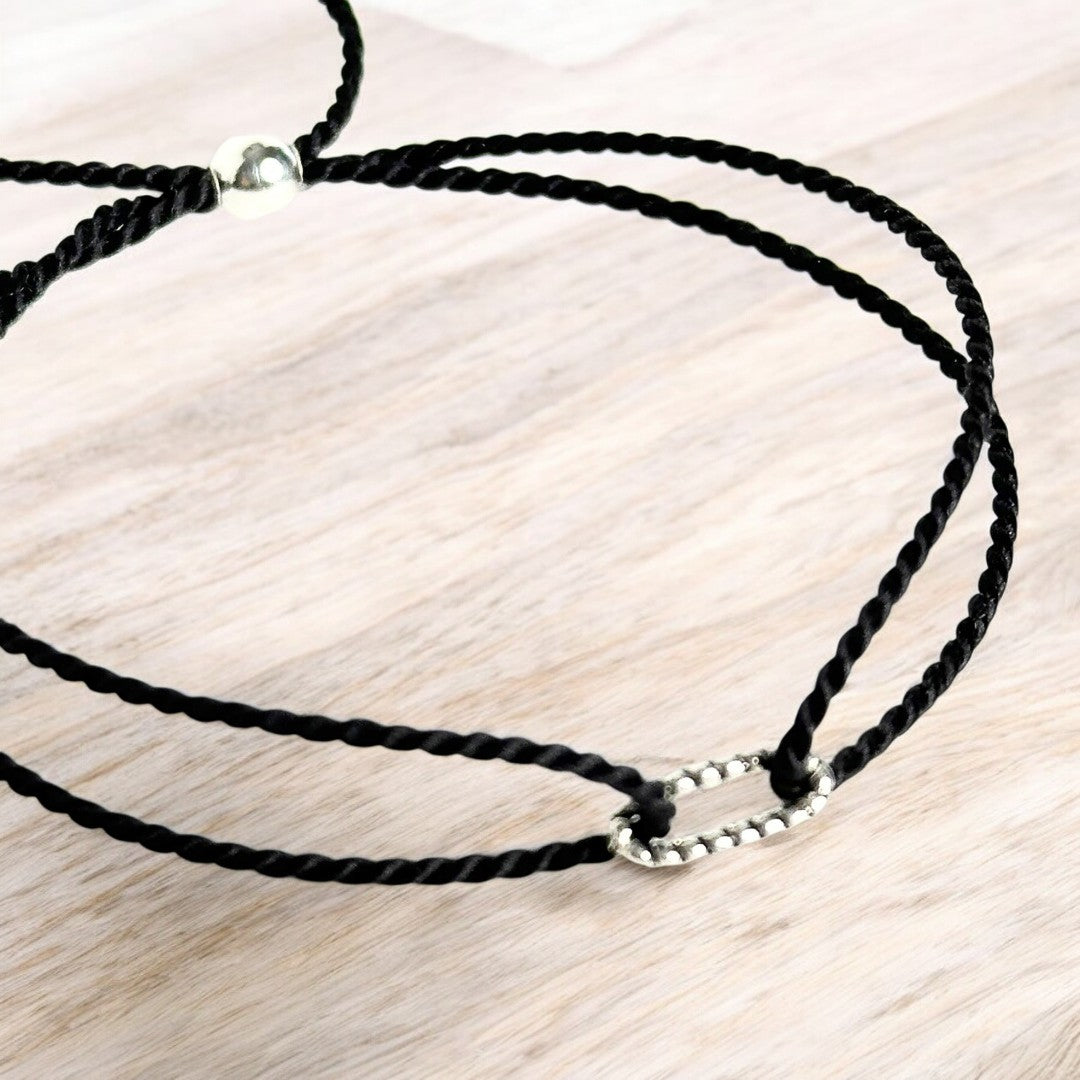 Bracelet argent sterling 9.25 et soie naturelle